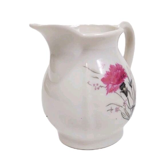 Mini Vintage Moss Rose Fine Porcelain Creamer Japan Red Letter - 3 3/8" Tall - Picture 3 of 9